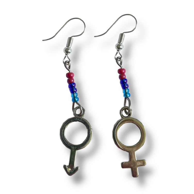 Female gender symbol earrings top